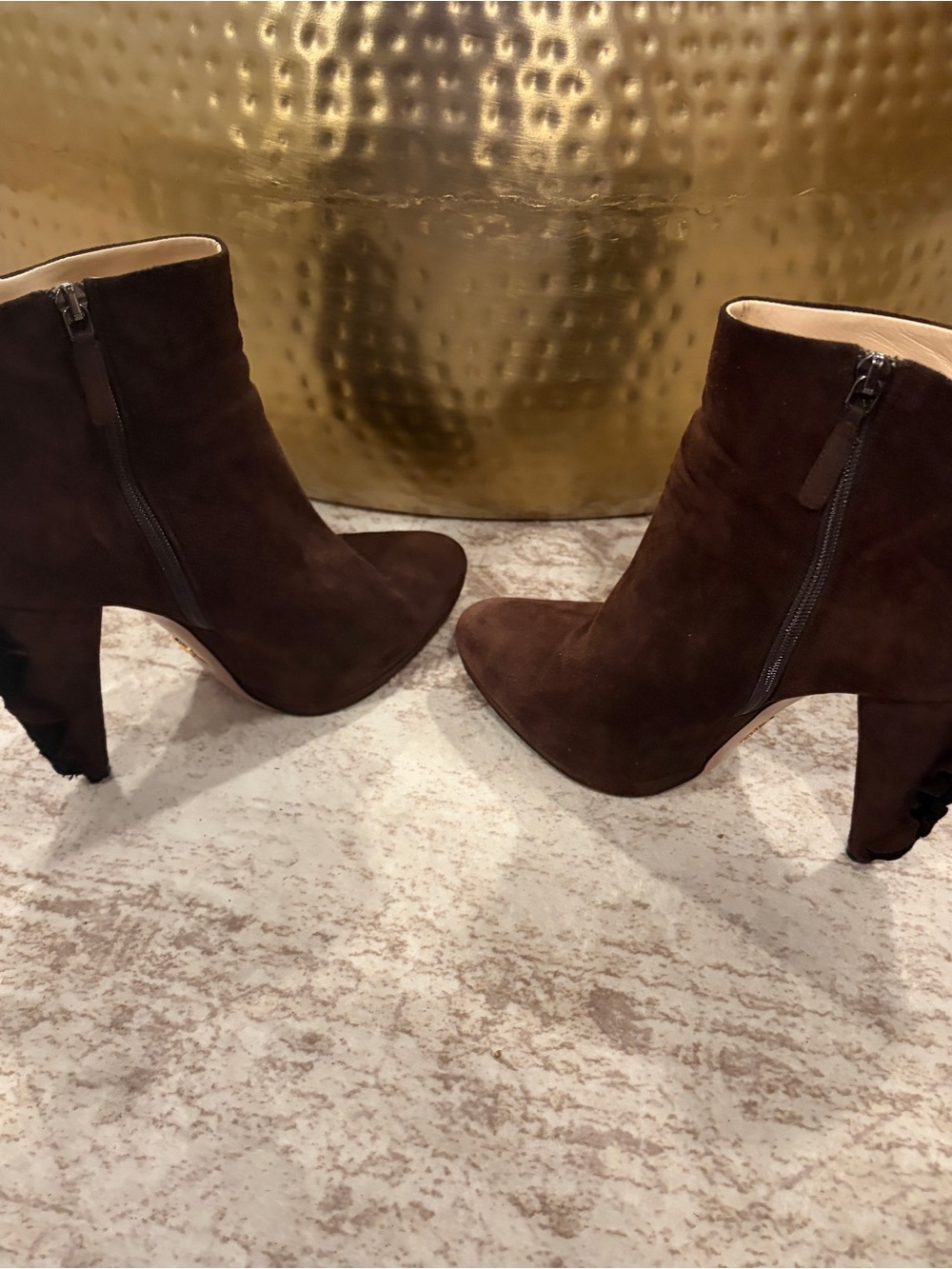 Prada Dark Brown Suede Ankle Booties - Picture 4 of 5